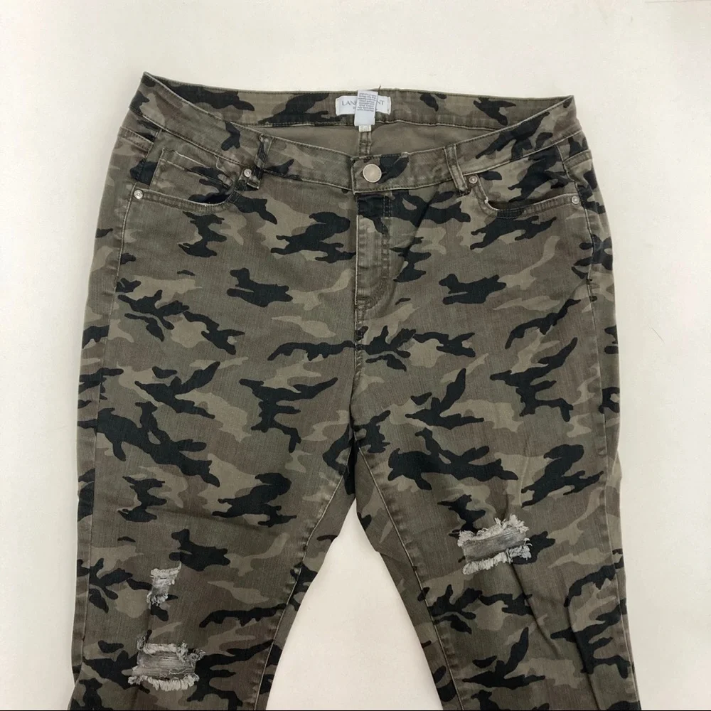 Lane Bryant Distressed Ripped Green Camo Jeans Womens Size 20P